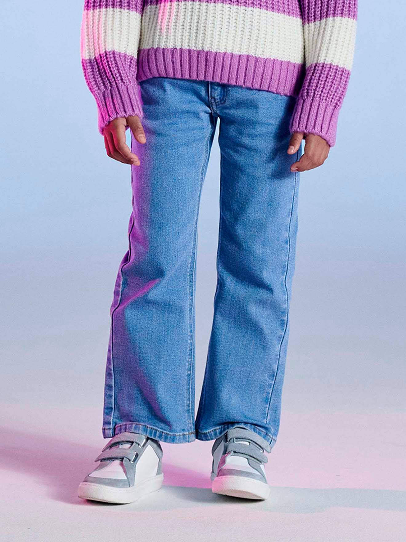 Girls' flared jeans medium blue