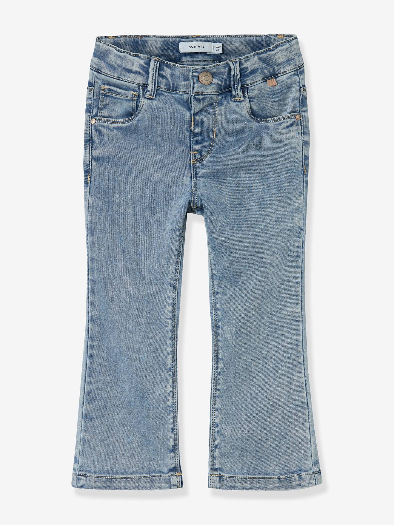 NAME IT girls' bootcut jeans in Lyocell bleached denim